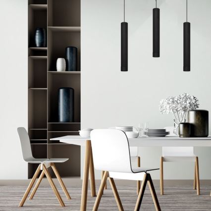 LED Luster na lanku TUBA 3xGU10/4,8W/230V čierna