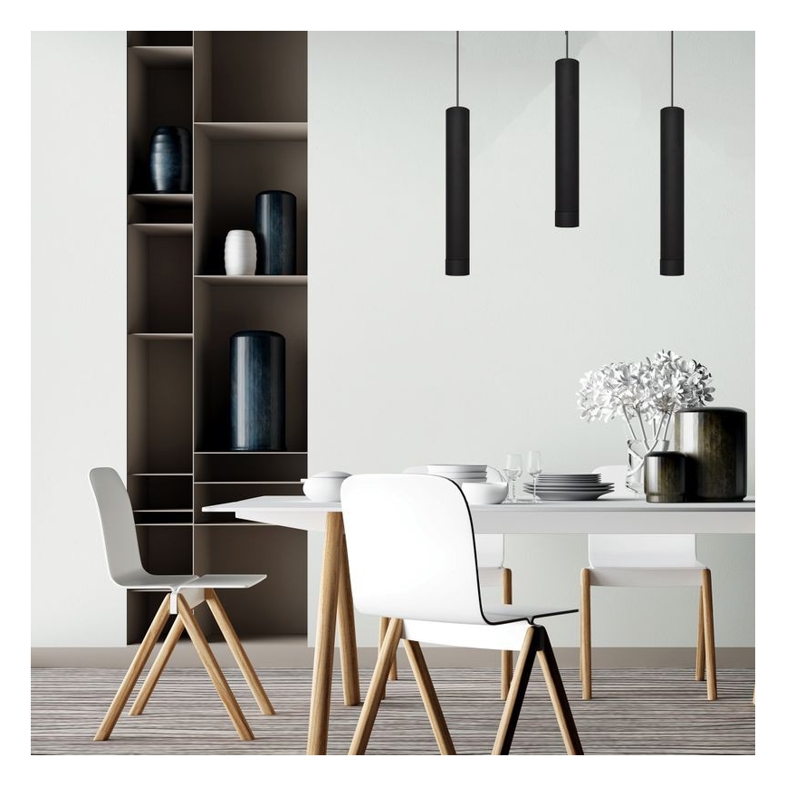 LED Luster na lanku TUBA 3xGU10/4,8W/230V čierna