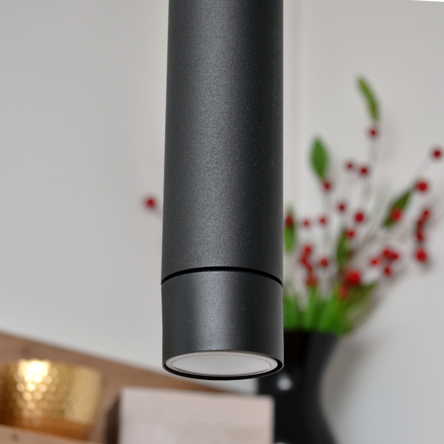 LED Luster na lanku TUBA 3xGU10/4,8W/230V čierna