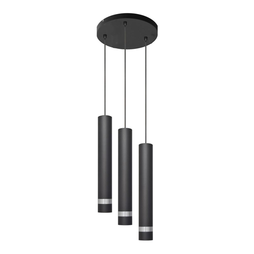 LED Luster na lanku TUBA 3xGU10/4,8W/230V čierna/lesklý chróm