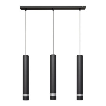 LED Luster na lanku TUBA 3xGU10/4,8W/230V čierna/lesklý chróm