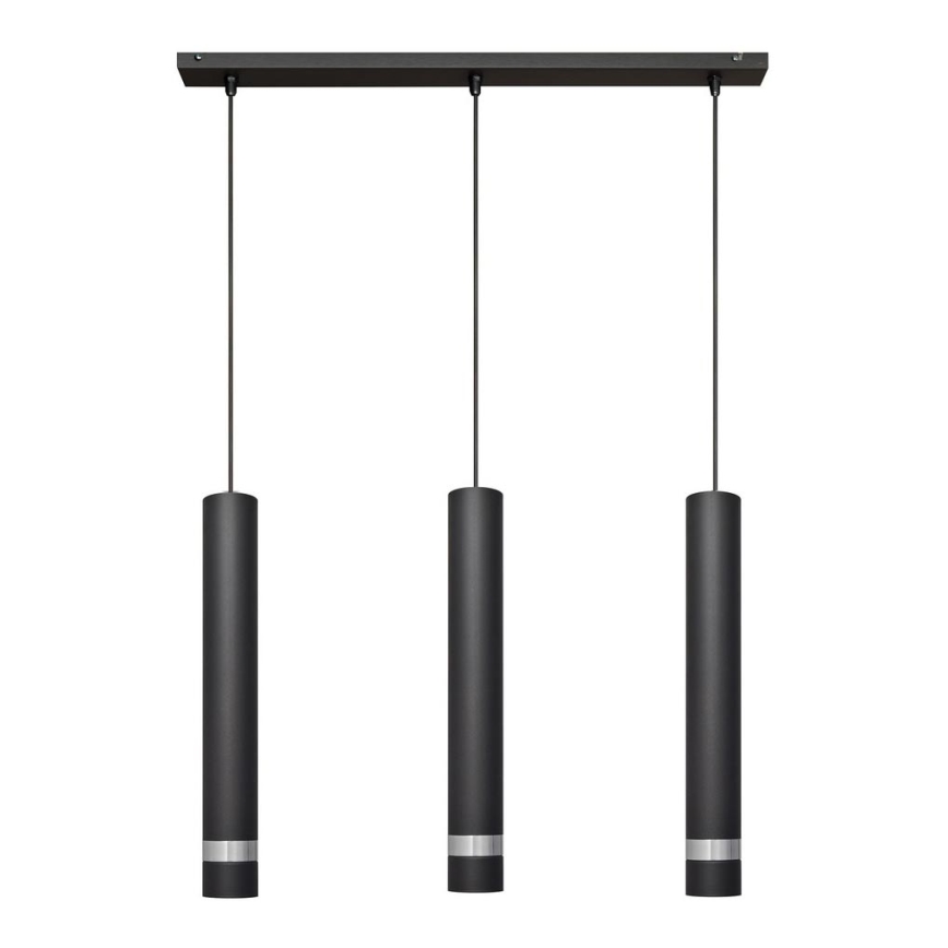 LED Luster na lanku TUBA 3xGU10/4,8W/230V čierna/lesklý chróm
