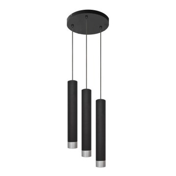 LED Luster na lanku TUBA 3xGU10/4,8W/230V čierna/lesklý chróm