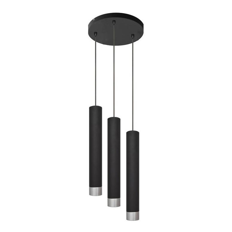 LED Luster na lanku TUBA 3xGU10/4,8W/230V čierna/lesklý chróm