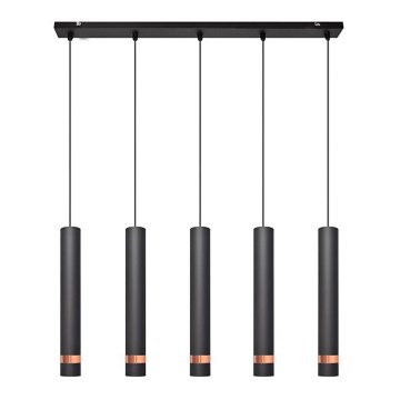 LED Luster na lanku TUBA 5xGU10/6,5W/230V čierna/medená