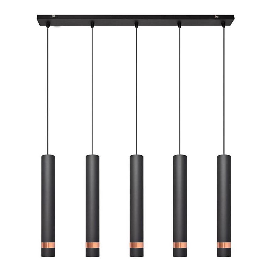 LED Luster na lanku TUBA 5xGU10/6,5W/230V čierna/medená
