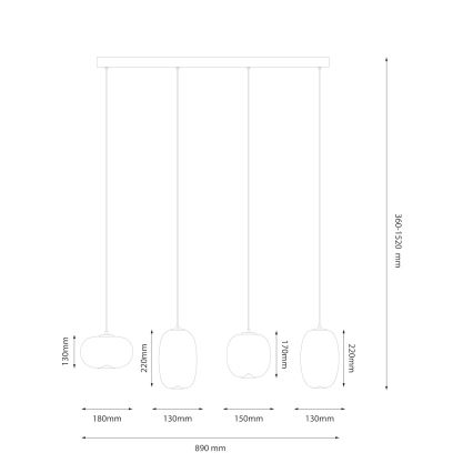 LED Luster na lanku VASO LED/15W/230V biela