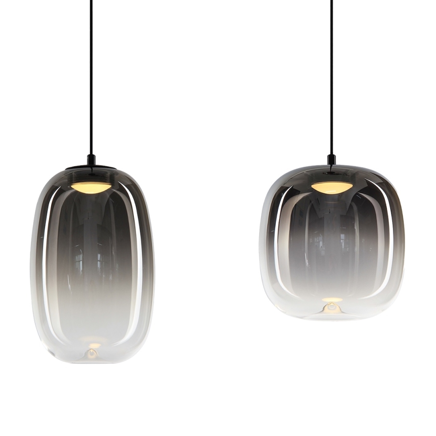 LED Luster na lanku VASO LED/15W/230V čierna/dymová