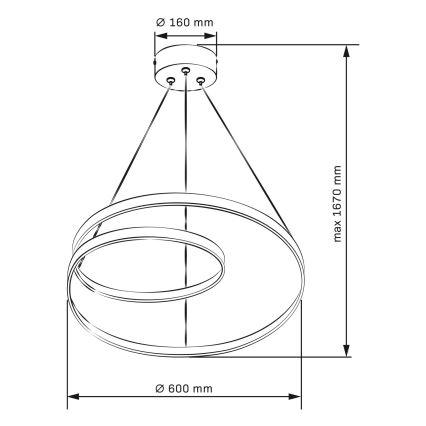 LED Luster na lanku ZEFIRA LED/52W/230V 4000K pr. 60 cm antracit