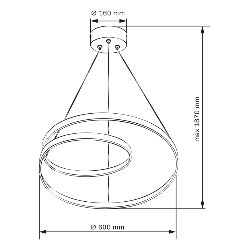 LED Luster na lanku ZEFIRA LED/52W/230V 4000K pr. 60 cm antracit