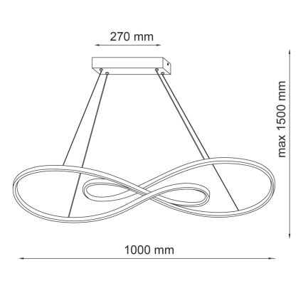 LED Luster na lanku ZUMBA LED/50W/230V zlatá