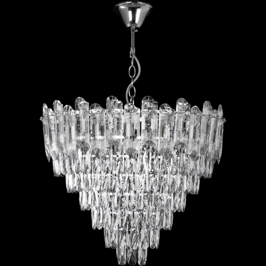 LED Luster na reťazi 11xE27/60W/230V + 7xLED/6W pr. 60 cm lesklý chróm