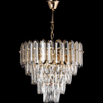 LED luster na reťazi 7xE27/60W/230V + 4xLED/6W priemer 40 cm zlatý