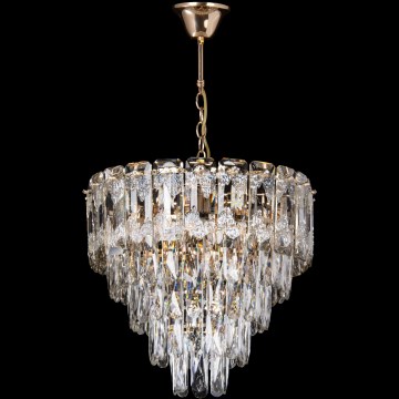 LED luster na reťazi 7xE27/60W/230V + 4xLED/6W, priemer 40 cm, zlatý