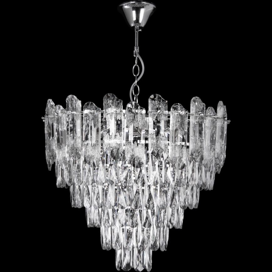 LED Luster na reťazi 9xE27/60W/230V + 6xLED/6W pr. 50 cm lesklý chróm