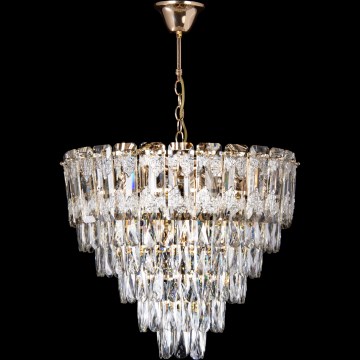 LED luster na reťazi, 9xE27/60W/230V + 6xLED/6W, priemer 50 cm, zlatá
