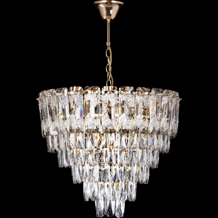 LED luster na reťazi, 9xE27/60W/230V + 6xLED/6W, priemer 50 cm, zlatá