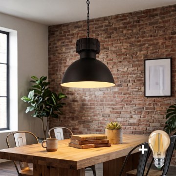 LED luster na reťazi BJORN 1xE27/60W/230V čierna