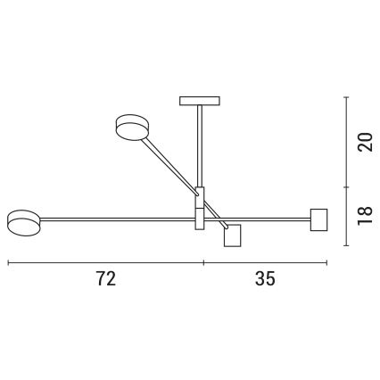 LED Luster na tyči LED/24W/230V 3000K zlatá