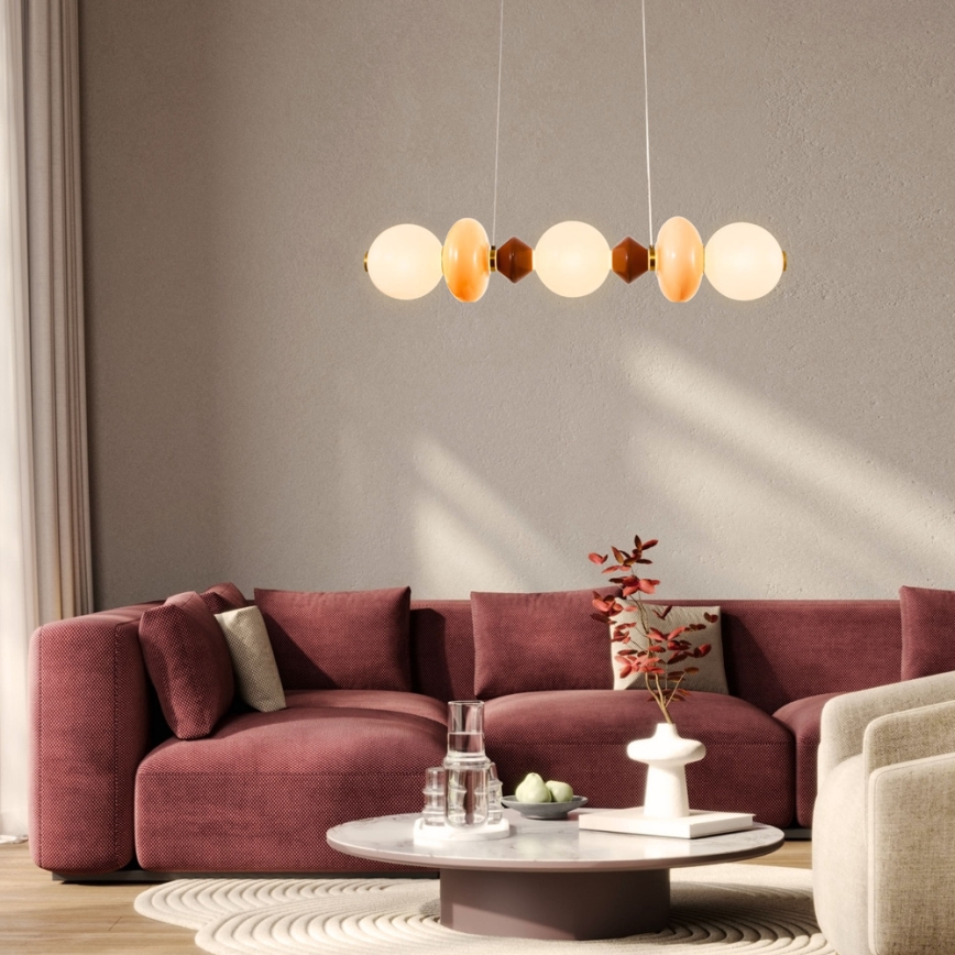 LED luster s lankom FLORES LED/20W/230V zlatá/oranžová/hnedá