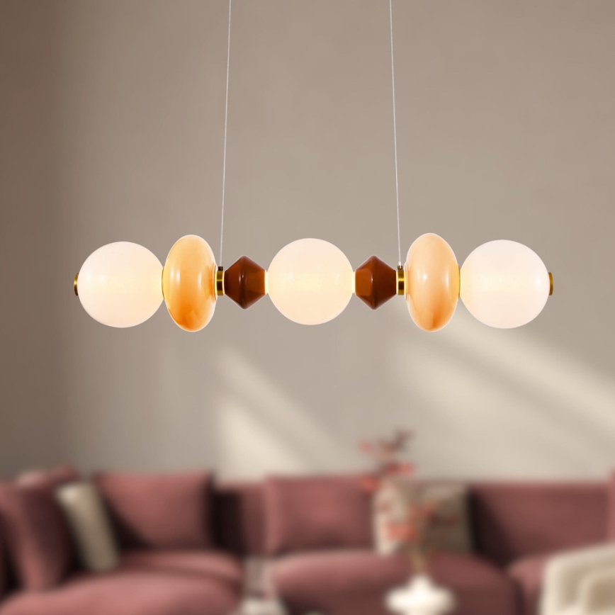 LED luster s lankom FLORES LED/20W/230V zlatá/oranžová/hnedá