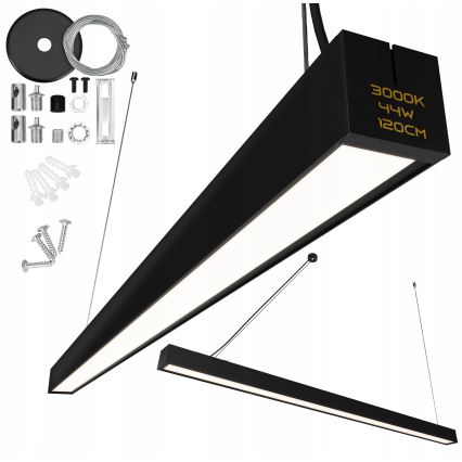 LED luster, závesný na lanku/prisadený, 44 W, 230 V, 3000 K, 120 cm, čierny