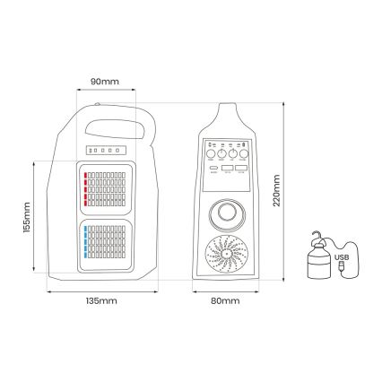LED Multifunkčná solárna lampa s reproduktorom a powerbankou LED/5W/7200 mAh IP65