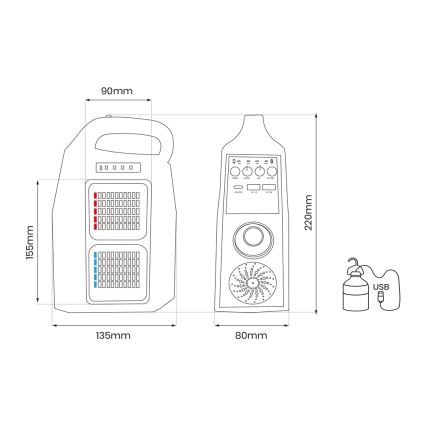 LED Multifunkčný solárny lampa s reproduktorom a powerbankou LED/5W/7200mAh IP65