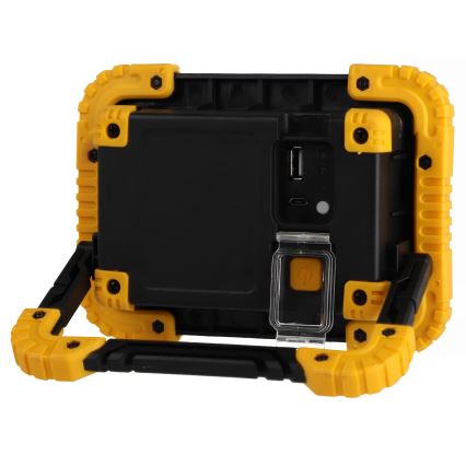 LED Nabíjací reflektor s funkciou powerbanky LED/20W/5V 4400 mAh IP44 čierna/žltá