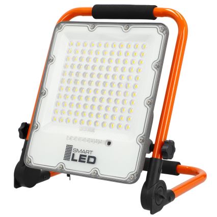 LED nabíjací reflektor so statívom LED/100W/3,2V 5000K 5000 mAh IP65 oranžový