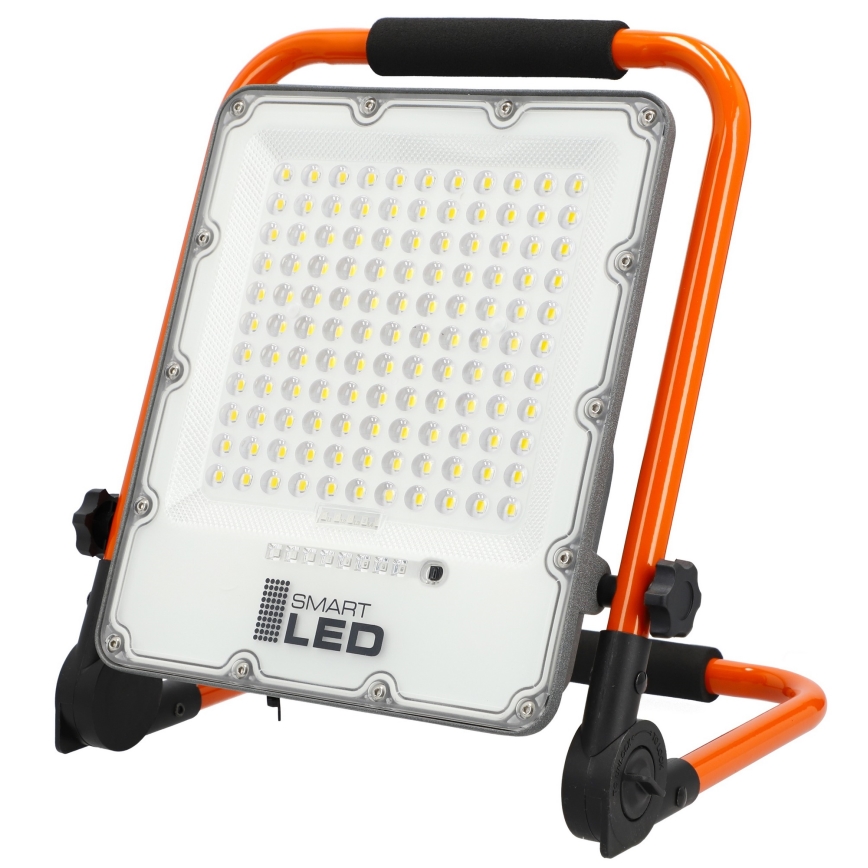 LED nabíjací reflektor so statívom LED/100W/3,2V 5000K 5000 mAh IP65 oranžový