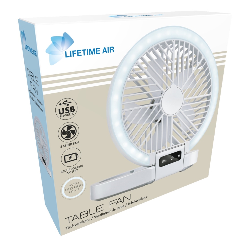 LED nabíjací stolný ventilátor 3,7 V 1200 mAh