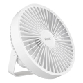 LED Nabíjací stolný ventilátor s LED osvetlením LED/2W/5V USB 2400 mAh biela