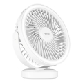 LED Nabíjací stolný ventilátor s LED osvetlením LED/3W/5V USB 2400 mAh biela
