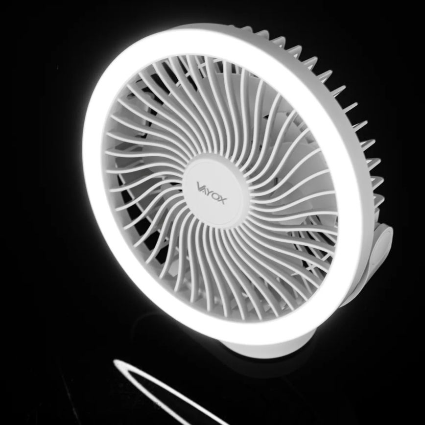 LED Nabíjací stolný ventilátor s LED osvetlením LED/3W/5V USB 2400 mAh biela