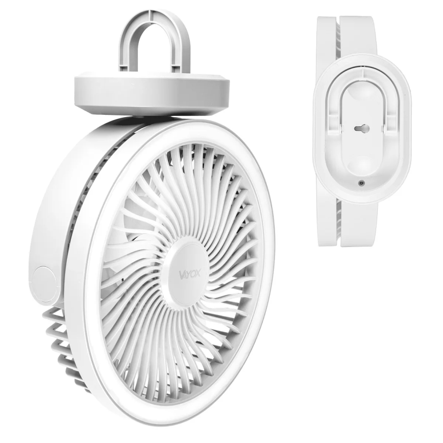 LED Nabíjací stolný ventilátor s LED osvetlením LED/3W/5V USB 2400 mAh biela