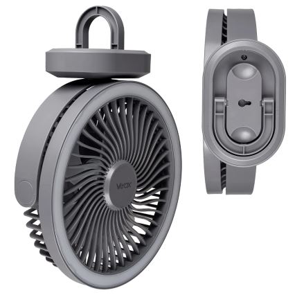 LED Nabíjací stolný ventilátor s LED osvetlením LED/3W/5V USB 2400 mAh šedá