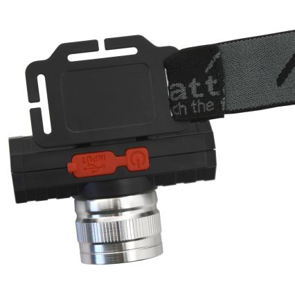 LED Nabíjacia čelovka LED/3W/3,7V 1200 mAh čierna