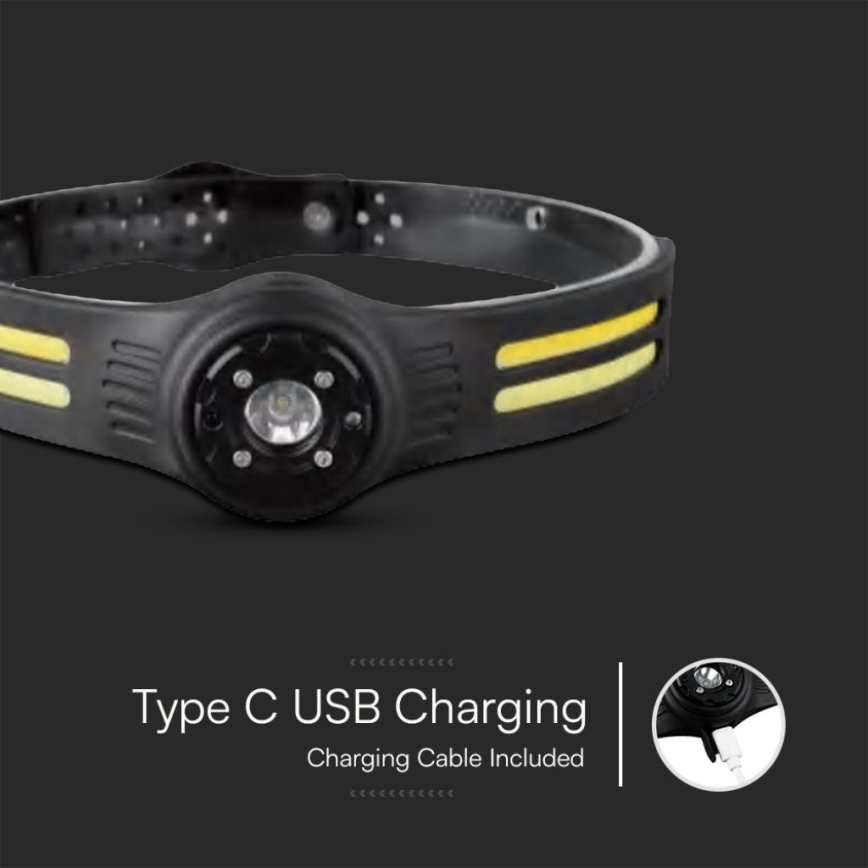 LED Nabíjacia čelovka s červeným svetlom USB LED/3W/5V IP43 470 lm 5 h 650 mAh