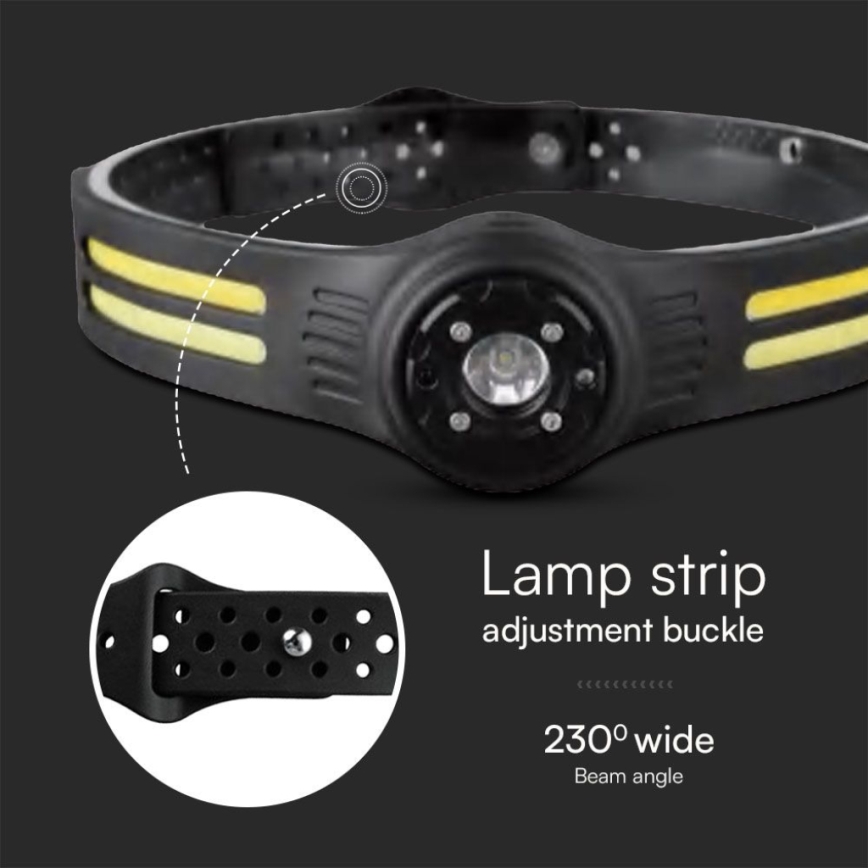 LED Nabíjacia čelovka s červeným svetlom USB LED/3W/5V IP43 470 lm 5 h 650 mAh