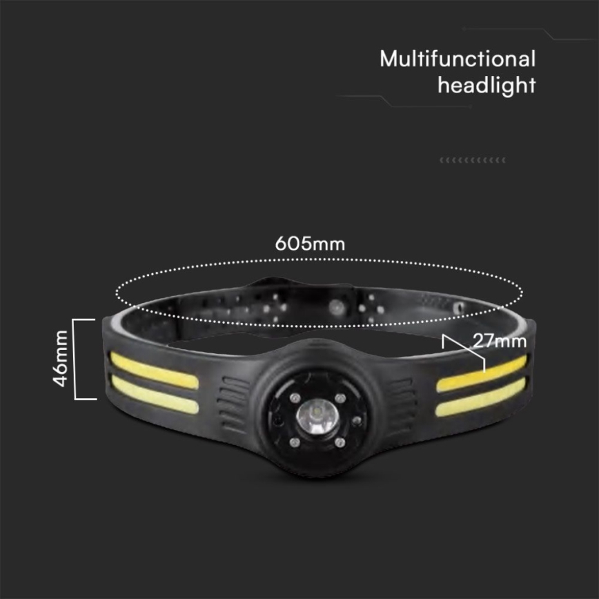 LED Nabíjacia čelovka s červeným svetlom USB LED/3W/5V IP43 470 lm 5 h 650 mAh