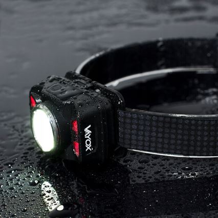 LED Stmievateľná nabíjacia čelovka so senzorom a červeným svetlom LED/15W/5V IP66 430 lm 1800 mAh