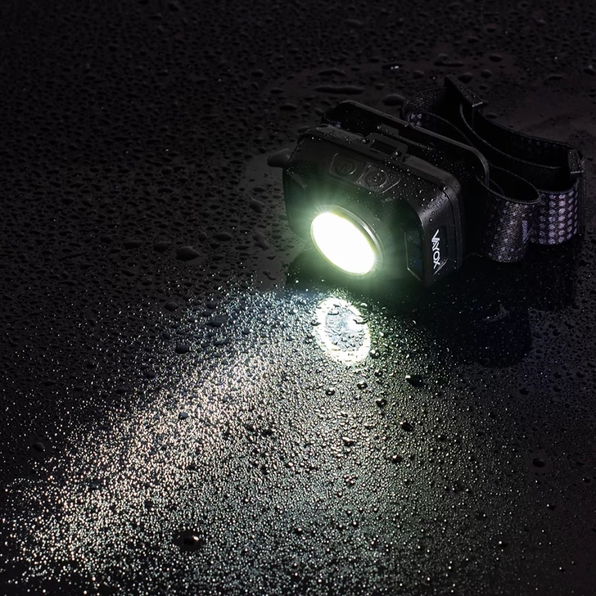 LED Stmievateľná nabíjacia čelovka so senzorom a červeným svetlom LED/15W/5V IP66 430 lm 1800 mAh