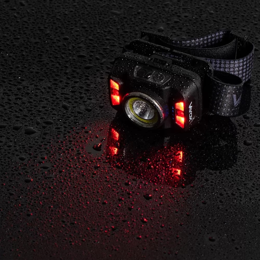 LED Stmievateľná nabíjacia čelovka so senzorom a červeným svetlom LED/15W/5V IP66 430 lm 1800 mAh