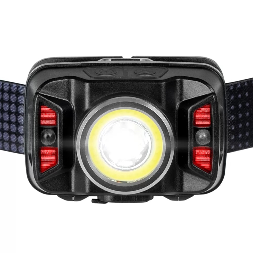 LED Stmievateľná nabíjacia čelovka so senzorom a červeným svetlom LED/15W/5V IP66 430 lm 1800 mAh