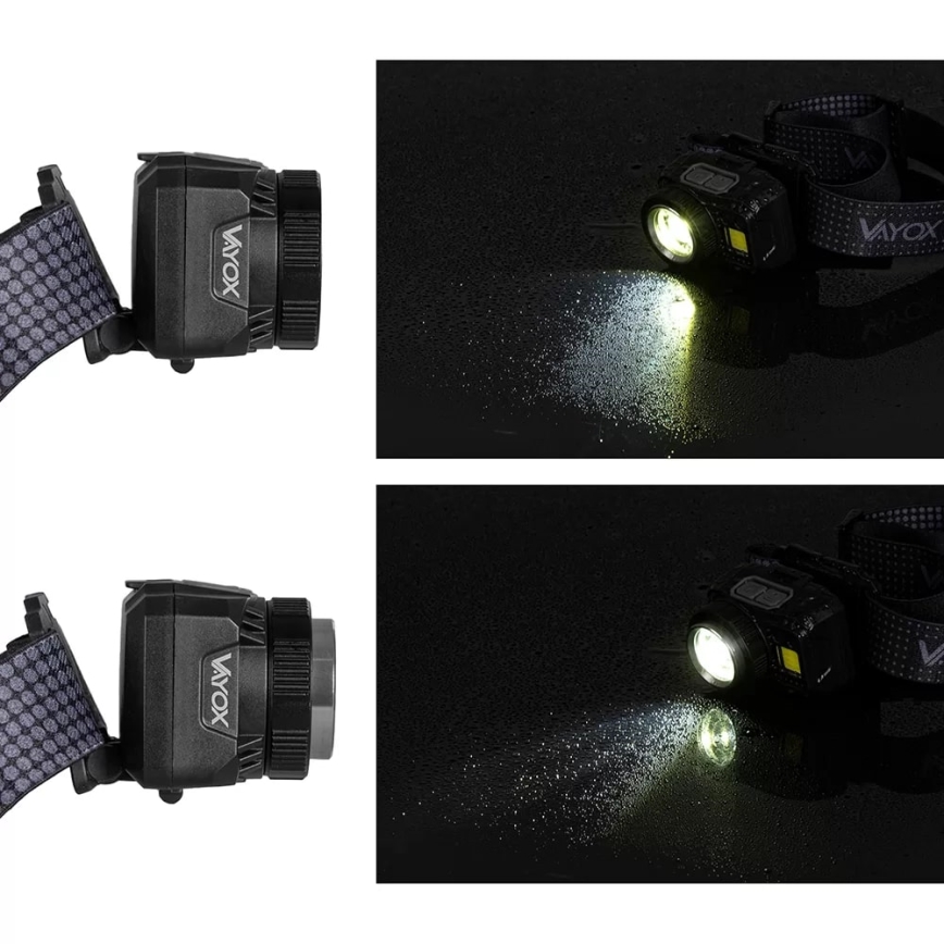 LED Stmievateľná nabíjacia čelovka so senzorom a červeným svetlom LED/6W/5V/3xAAA IP44 500 lm 1200 mAh