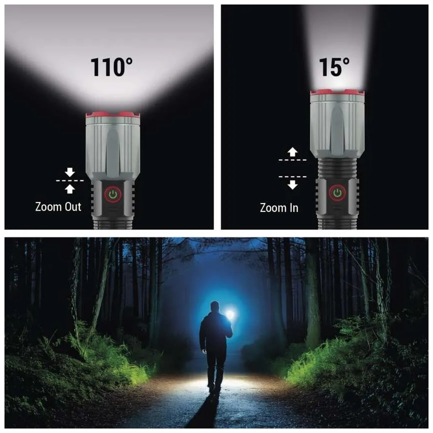LED nabíjacia kovová baterka LED/5V 3000 lm 5000 mAh IP43