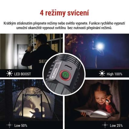 LED nabíjacia kovová baterka LED/5V 3000 lm 5000 mAh IP43