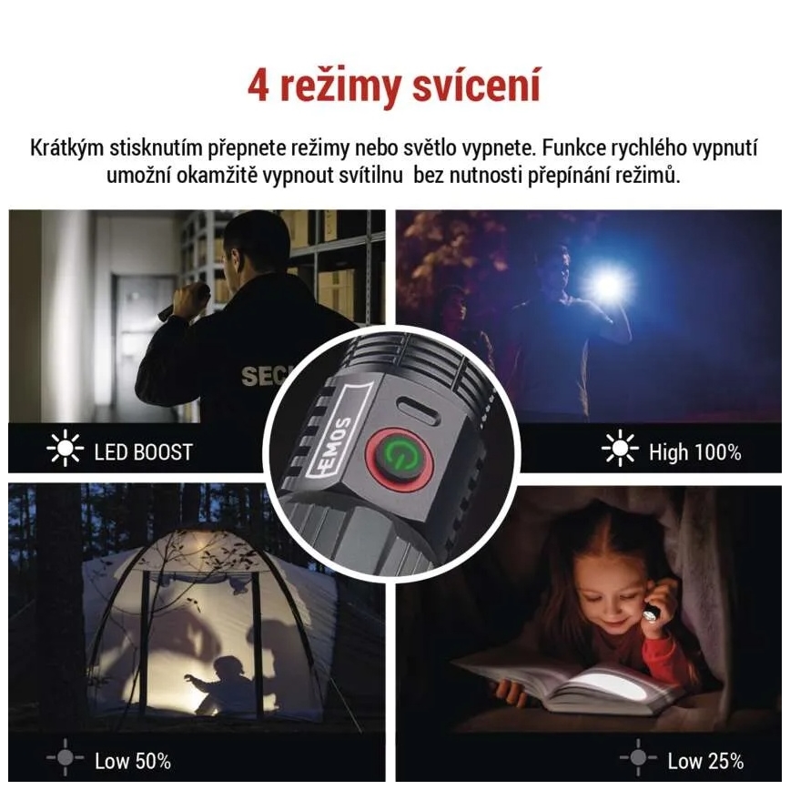 LED nabíjacia kovová baterka LED/5V 3000 lm 5000 mAh IP43