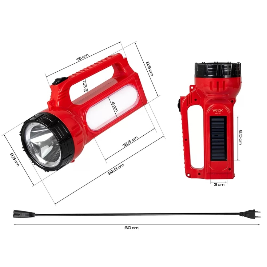 LED Nabíjacia solárna baterka LED/7W/230V 400 lm 3200 mAh